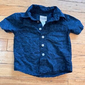 Alex & Jack Boutique Shark Print Button Down Shirt Navy Blue 12‎ month